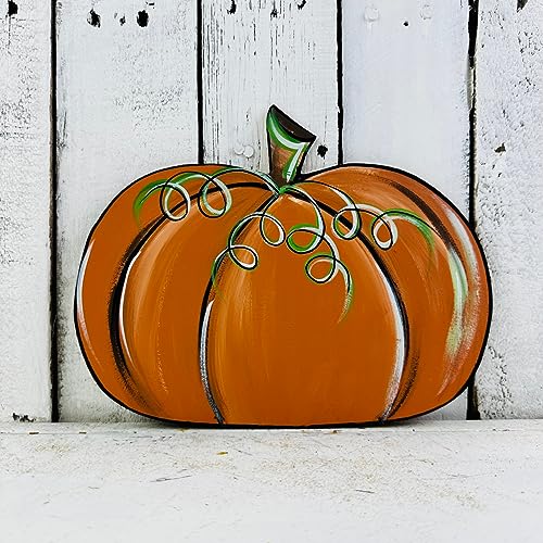 Wide Pumpkin Cutout, Fall Shape, Wooden Shape, DIY Craft, Thanksgiving Cutout, Build-A-Cross - WoodArtSupply