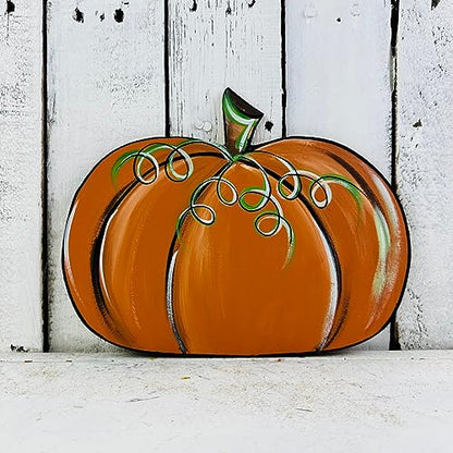 Wide Pumpkin Cutout, Fall Shape, Wooden Shape, DIY Craft, Thanksgiving Cutout, Build-A-Cross - WoodArtSupply