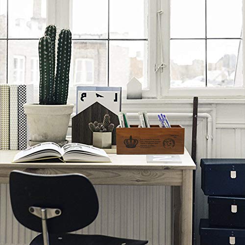 Flexzion Rustic Wood Pencil Holder for Desktop or Table - Home and Office Storage Caddy Wood for TV Remote Holder and Desk Pencil Holder Wood Flexzion