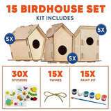 15 DIY Bird House Kits For Children to Build - Wood Birdhouse Kits For Kids to Paint - Unfinished Wood Bird Houses to Paint for Kids - Wood Craft CRAFTY HAPPITOYS