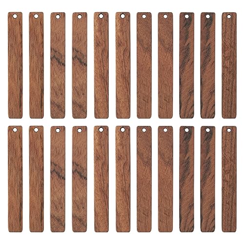 Pandahall 50Pcs Undyed Bar Wood Pendants Charms 52x7.5x3mm Blank Wooden Pieces Bead for Keychain Dangle Earring Necklace Jewelry Making and Home PH PandaHall