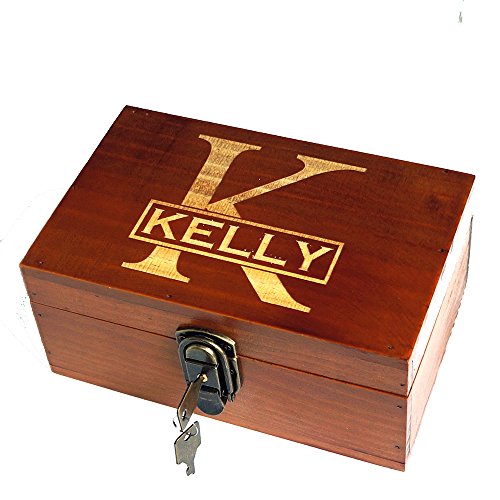 Awerise Personalized Wooden Keepsake Box w Lock Key, Custom Jewelry Box, Bridesmaid Box, Mother Girlfriend Gift