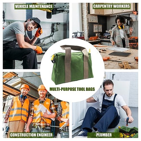 BLIRITEL 12 Inch Wide Mouth Tool Bag, Heavy Duty Canvas Tool Storage Bag, Large Capacity Handbag, Multi-function Tool Organizer Tote Bag for Storage BLIRITEL