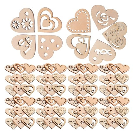 Operitacx 1 Set of Unfinished Wood Heart Slices Wooden Hearts Shapes Ornaments Wooden Heart Shaped Slices Heart Wood Cutouts Ornaments for DIY Crafts Operitacx