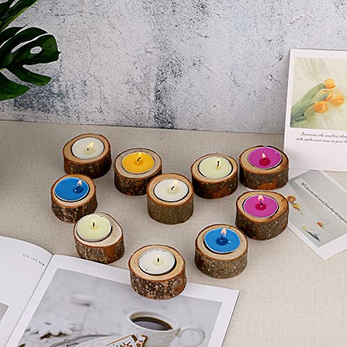 OwnMy Set of 24 Wooden Tea Light Candle Holders Votive Candle Holders, Rustic Wooden Pillar Candle Stands Vintage Wooden Tealight Holders Set Candle OwnMy