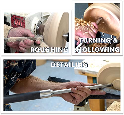 Simple Woodturning Tools Carbide Lathe Turning Tool Set of 3 Full Size with 17" Foam Grip Handles, USA Made Simple Woodturning Tools