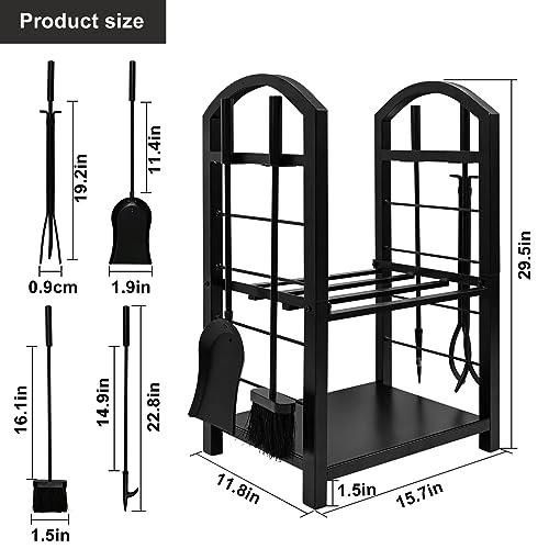 AMAGABELI GARDEN & HOME Firewood Rack Fireplace Tool Rack Indoor Wood Holders Fireplace Outdoor Log Holder Rack Lumber Storage Stacking Black Stove - WoodArtSupply