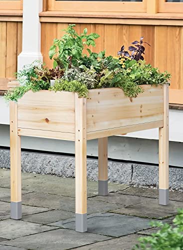 MIXC Wooden Raised Garden Bed with Legs, 48”L X 24”W, Elevated Reinforced Large Planter Box for Vegetable Flower Herb Outdoors - Beam and Column