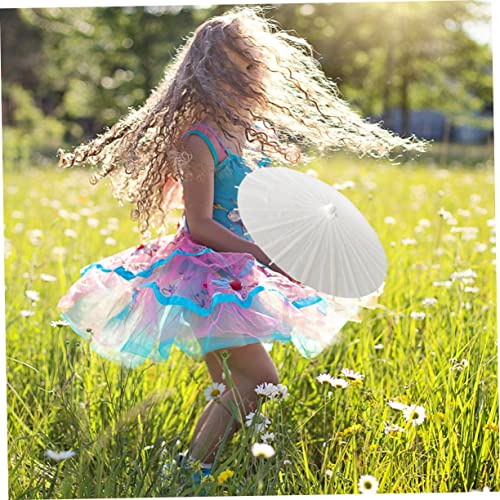 VILLCASE 2pcs chinese paper japanese umbrella Unfinished Umbrella oil paper parasol macrame decor white paper parasols wedding decorations Rainproof VILLCASE