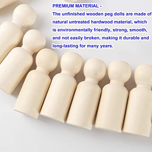 KOHAND 150 Pack Unfinished Wooden Peg Dolls, Natural Wooden Peg Doll Body, Wooden Peg Doll People for DIY Crafts, Wedding,Home Party Decoration KOHAND