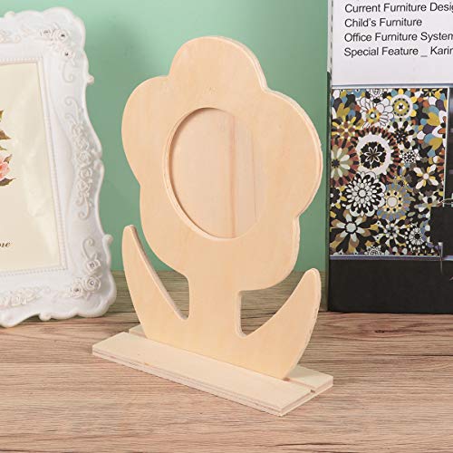 EXCEART Photo Frames 5pcs Unfinished Wood Photo Frame Blank Wooden Picture Frame Flower Shaped Painting Display Holder for DIY Crafts Office Home EXCEART
