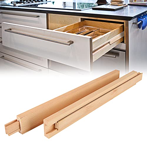 DAJAVE 6PCS 16 Inch Wood Drawer Slides with Metal Slide Glides, Classic Traditional Wood Center Guide Track Mount Drawer Glides Rails Replacement DAJAVE