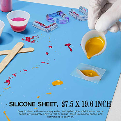 Extra Large Silicone Sheet for Crafts - 27.6'' x 19.7'' Jewelry Casting Silicone Crafting Mat, Epoxy Resin Painting Pad, Nonstick Nonslip Premium