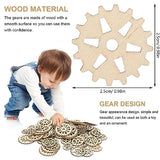 AKOAK 50 Pcs Wooden Gear, Blank Wooden DIY Craft Pieces, Wood Chip Paper-Cut Gift Labels, Unfinished Gear Decoration Cards DIY Craft Jewelry Making AKOAK