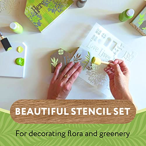 DIY Wood Table Top House Painting Kit w/ Stencil for Flowers & More - DIY House Kit for Adults & Kids - Unfinished Wood Crafts w/ Acrylic Paint - - WoodArtSupply