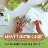 DIY Wood Table Top House Painting Kit w/ Stencil for Flowers & More - DIY House Kit for Adults & Kids - Unfinished Wood Crafts w/ Acrylic Paint - IMPRESA