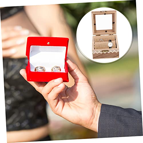Holibanna Box engagement ring box travel container watch storage case Ring Bearer Cushion Wedding Ring Case unfinished wood necklace ring holder Ring Holibanna