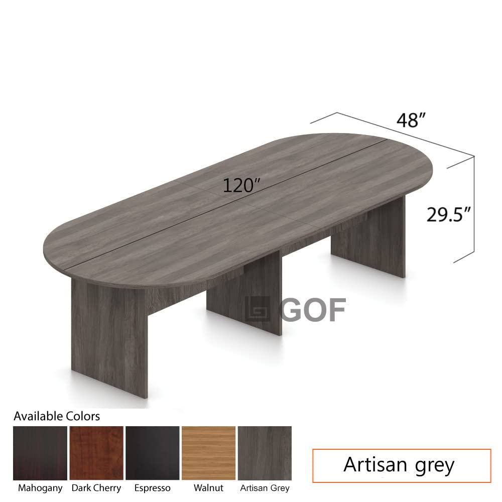 GOF 6FT, 8FT, 10FT Conference Table, Dark Cherry, Espresso, Artisan Grey, Mahogany, Walnut (10ft Table, Artisan Grey) - WoodArtSupply