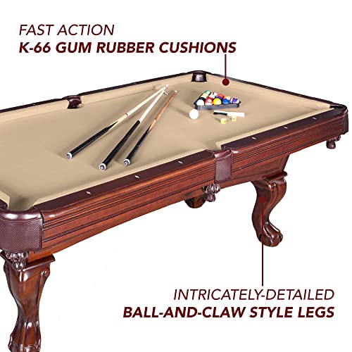 Augusta 8-ft Pool Table - Walnut Finish with Camel Felt - WoodArtSupply