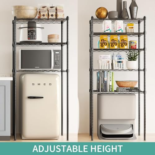 ALVOROG 5 Tier Shelves for Storage Shelving Units and Storage Heavy Duty Metal Storage Shelf Wire Rack Shelving Adjustable Kitchen Shelf Garage ALVOROG