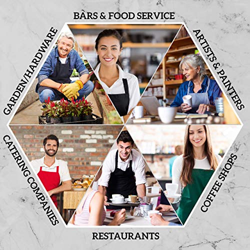 GREEN LIFESTYLE 12 Pack Bib Apron - Unisex Black Aprons, Machine Washable Aprons for Men and Women, Kitchen Cooking BBQ Aprons Bulk (Pack of 12, No GREEN LIFESTYLE