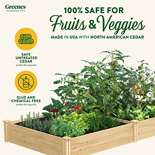 Greenes Fence Original Cedar Raised Garden Bed, 4' x 8' x 10.5" - Made in USA with North American Cedar