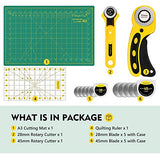 Magicfly Rotary Cutter Set, 45mm and 28mm Fabric Cutters Kit with Extra 10 Blades, A3 Double-Sided Self Healing Cutting Mat, 12x6 Inch Quilting Ruler Magicfly