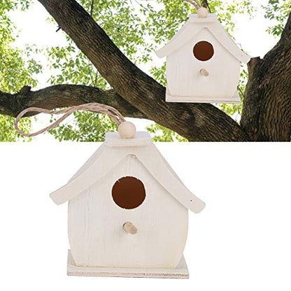 Wooden Birdhouses, 4Pcs Mini Hanging Birds Nests Ornaments DIY Unfinished Wood Bird House Outdoor Garden Balcony Courtyard for Children to Paint