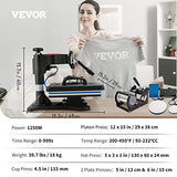 VEVOR Heat Press, 5 in 1 Heat Press Machine Machine 12x15, Clamshell Sublimation Transfer Printer Fast Heat-up, Digital Precise Temperature Control, VEVOR