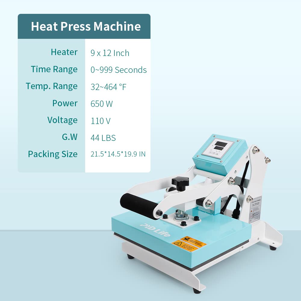 PYD Life Heat Press Machine 9 x 12 Inch 110 V Mint Green Sublimation Printer Press Heat Press Transfer Machine for T Shirts Vinyl Tote Bag Christmas - WoodArtSupply