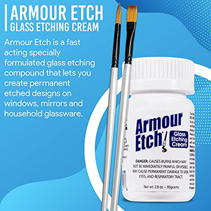 Armour Etch Glass Etching Cream - Starter 2.8oz Size - Bundled with Moshify Application Brushes - WoodArtSupply