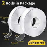 KUSUFEFI Double Sided Adhesive tape Heavy Duty, Double Stick Mounting (2 Rolls, Total 20FT), Clear Two Sided Wall tape Strips, Removable Poster tape KUSUFEFI