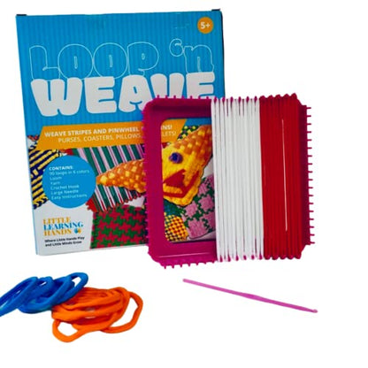 Little Learning Hands Weaving Loom for Kids and Adults | 90 Craft Loops Loom Yarn and Hook | Best Gift for Kids | Craft Kits for Girls Age 5+ | Easy