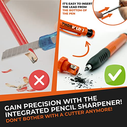 THORVALD 2 Carpenter Square 7 inch (1/16" Precision) + 2 Pencils + 12 Leads - T Square Multi-Purpose Carpenter Tools : Wrench, Square, Protractor, THORVALD