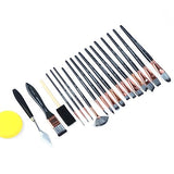 Transon Art Paint Brush Kit 16 Paint Brushes with Foam Brush Sponge Spatula and Brush Case for Oil, Acrylic, Watercolor, Gouache, Painting Black TRANSON