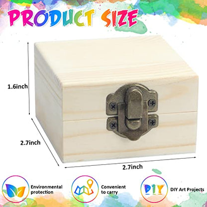 24 Pack Small Wooden Box 2.7 x 2.7 x 1.6 Inch Natural Pine Wood Boxes Unfinished Treasure Box Mini Wooden Jewelry Box Unpainted Small Treasure Chest