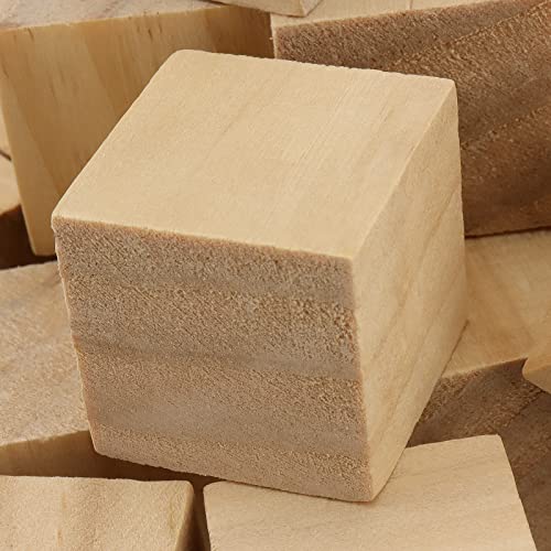KEILEOHO 100 PCS 1.25 Inch Small Wooden Blocks, Unfinished Wooden Cubes, Solid Blank Square Blocks for Crafts, Painting, Puzzle Making, Decorating, KEILEOHO