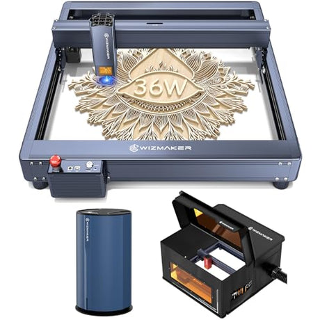 WIZ,MAKER 36W Laser Engraver +Laser Engraver Enclosure, 760 x 740 x 420mm+Smoke Purifier for Laser engraver WIZMAKER