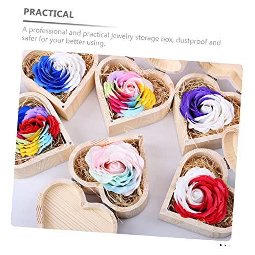 NOLITOY 5pcs Vintage Cases Unfinished Treasure Chest Heart Jewelry Case Ring Case Jewelry Organizer Tray Engagement Ring Heart Case Ring Chest NOLITOY