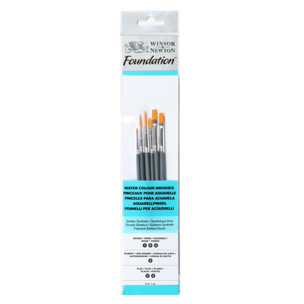 Winsor & Newton Foundation Water Colour Short Handle 6 Pack Brush, 7 x 1 x 4.3 cm, Multicolor Winsor & Newton