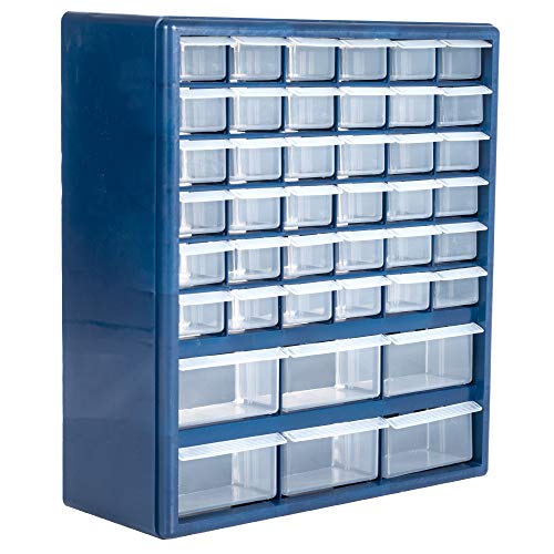 Plastic Storage Drawers – 42 Compartment Organizer – Desktop or Wall Mount Container for Hardware, Parts, Crafts, Beads, or Tools by Stalwart, 10 - WoodArtSupply