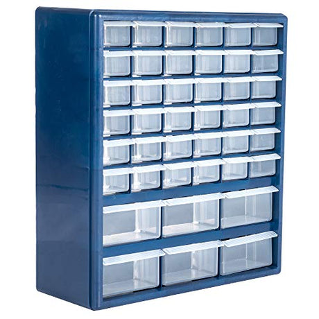 Plastic Storage Drawers – 42 Compartment Organizer – Desktop or Wall Mount Container for Hardware, Parts, Crafts, Beads, or Tools by Stalwart, 10 Stalwart