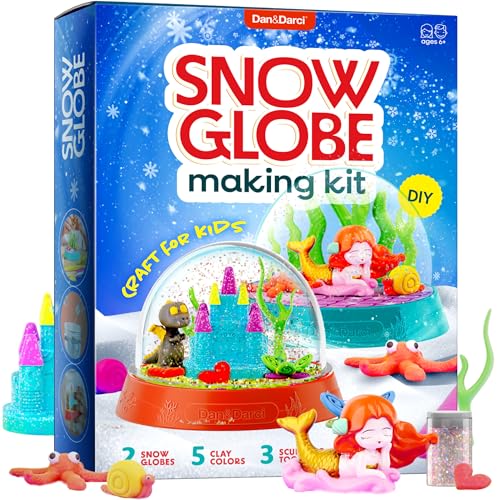 Dan&Darci Snow Globe Making Kit for Kids - Make Your Own Water Globes Kits - Kid Christmas Stocking Stuffers Craft Activities for Age 3 4 5 6 7 8 9 -
