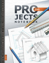PROJECTS Notebook 2-in-1: Graph Paper Notebook with Two Grids – Engineering and Wide-Angle Isometric Grid for Drafting, 3D Drawing, Sketching WoodArtSupply
