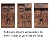 Iwell Storage Cabinet with 2 Drawers & Adjustable Shelves, Farmhouse Kitchen Storage Cabinet with Door, Cupboard, Floor Cabinet for Living Room, Iwell