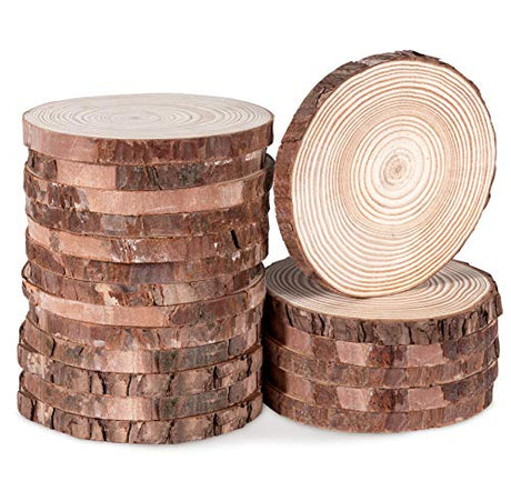 Lemonfilter Natural Wood Slices 16 Pcs 4.3-4.7 Inches Craft Wood Kit Wooden Circles Unfinished Log Wooden Rounds for Arts Crafts Wedding Christmas Lemonfilter