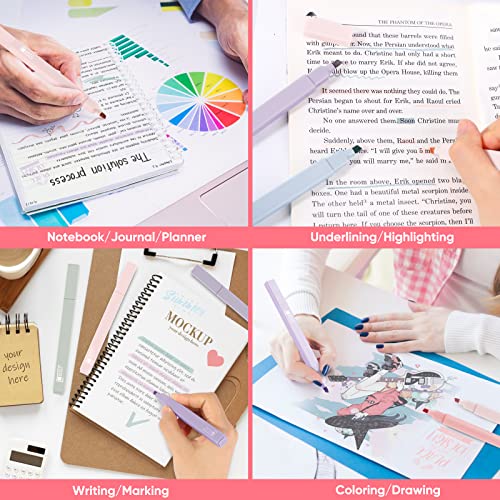 LABUK 12pcs Pastel Highlighters Aesthetic Cute Bible Highlighters and Pens  No Bleed Mild Assorted Colors for Journal Planner Notes School Office