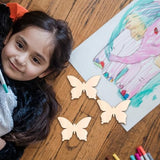 KALLORY 48pcs Unfinished Wooden Cutouts Butterfly Wood Cutouts Butterflies Blank Wood Slices Animals Painting Crafts for Kids DIY Home Decoration KALLORY