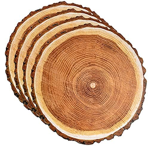 Gift Boutique Disposable Wooden Slice Paper Place Mats 50 Pack 13.5" Round Rustic Brown Wood Slices Charger Place Mat for Farmhouse Tan Table Setting Gift Boutique