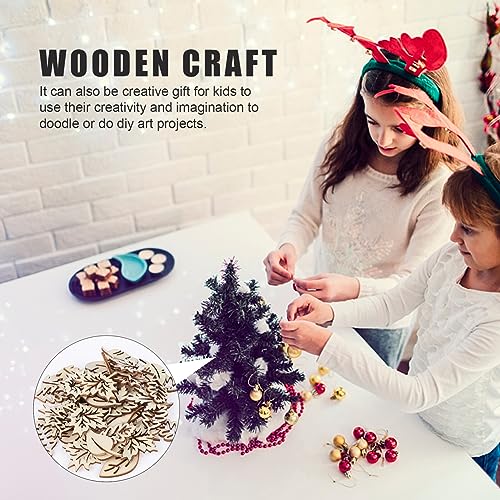 TEHAUX 50pcs Unfinished Wood Shapes Chip Wedding Ornament DIY Handcraft Slice Wood Leaves for Crafts Wedding Decor Cutouts Embellishments Unfinished TEHAUX